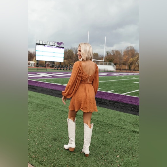 The Post Ali Romper Dress in Copper / Rust Orange Color in Size S - Picture 5 of 8